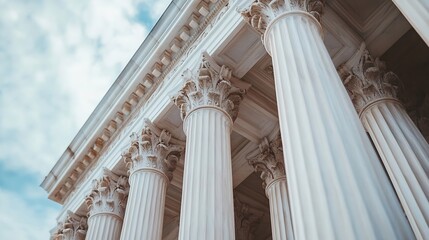 Obraz premium Architectural Detail of Classic Columns Against a Bright Sky in an Historic Building : Generative AI