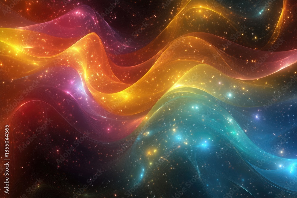 Poster vibrant abstract waves of color flowing seamlessly, creating a dynamic and energetic visual effect.