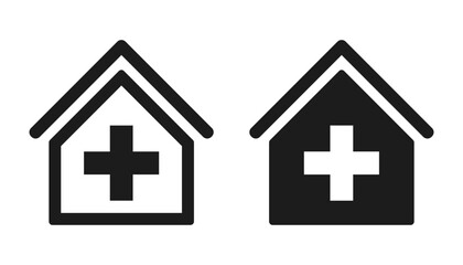 Fototapeta premium Hospital building icon, medical sign