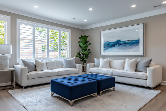  minimal living room with cobalt accent