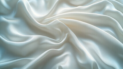 Obraz premium A white silver shirt fabric background with chaotic wrinkles and folds symbolizes complexity and subtle elegance The dynamic texture creates a modern and captivating visual effect