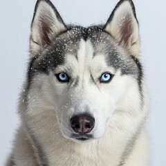 Obraz premium Majestic Husky with Snowflakes