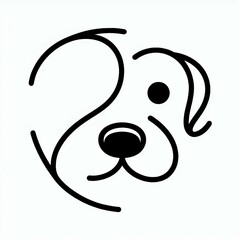 Fototapeta premium Minimalist Dog Portrait OneLine Art on White