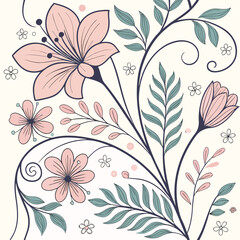 Monochrome Seamless Floral Design with Organic Shapes