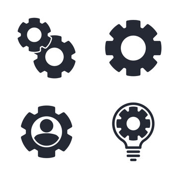 Set of Gear icon logo vector illustration. Settings pack symbol template for graphic and web design collection