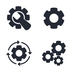 Set of Gear icon logo vector illustration. Settings pack symbol template for graphic and web design collection