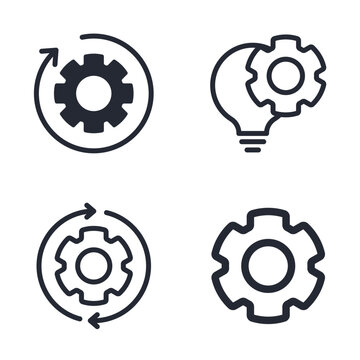 Set of Gear icon logo vector illustration. Settings pack symbol template for graphic and web design collection