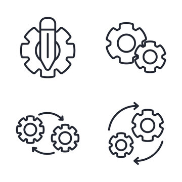 Set of Gear icon logo vector illustration. Settings pack symbol template for graphic and web design collection