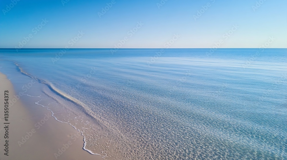 Poster serene and tranquil ocean view with gentle waves and clear blue sky : generative ai