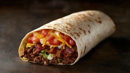 Delicious beef bacon burrito