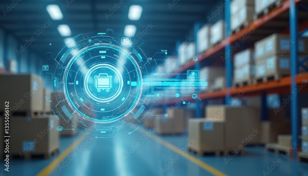 Fototapete smart warehouse management system using augmented reality tech for package identification, picking, 