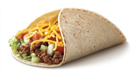 A delicious taco filled with various fresh ingredients and cheese