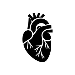 simple black human heart anatomy  icon vector design
