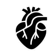 simple black human heart anatomy  icon vector design