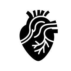 simple black human heart anatomy  icon vector design