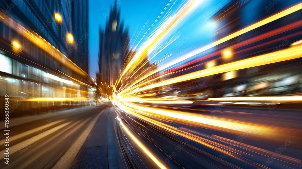 Aufkleber dynamic and blurred city street at night with vibrant lights creating an energetic movement effect :