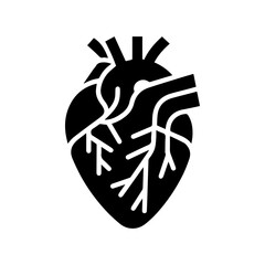 simple black human heart anatomy  icon vector design