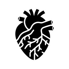 simple black human heart anatomy  icon vector design