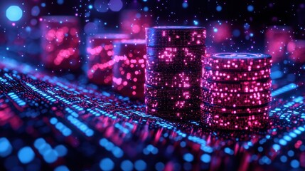 Digital Currency Stacks: Neon Glow in Cyberspace