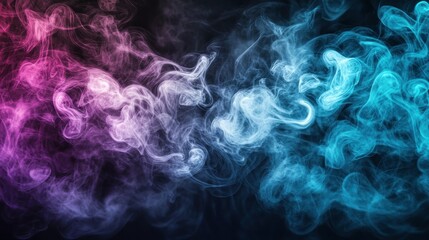 Fototapeta premium Abstract ethereal smoke effect with vibrant pink and cyan gradient on a dark background creating a dreamy and mysterious atmosphere