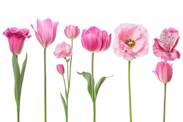 Pink tulips Isolated cutout on transparent or white background.