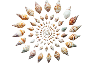 Set of seashells Isolated cutout on transparent or white background.