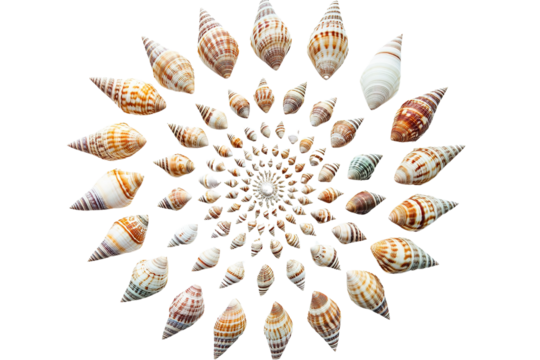 Set of seashells Isolated cutout on transparent or white background.