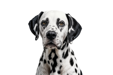 proud dalmatian dog sitting and looking forward on a png transparent background köpek dalmaçyalı