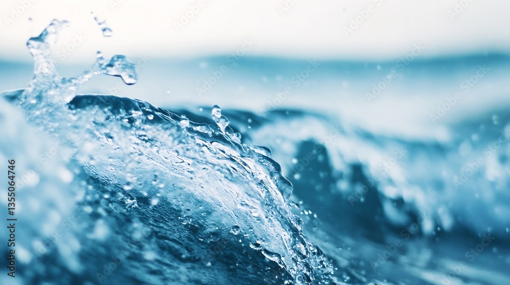 Poster dynamic ocean waves captured in a crystal clear freshwater scene of the sea : generative ai