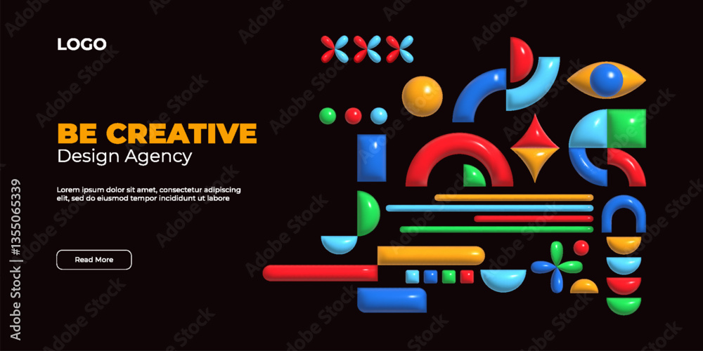 Poster 3d poster. abstract figure geometry, graphic memphis or brutalism triangle design. creative visual c