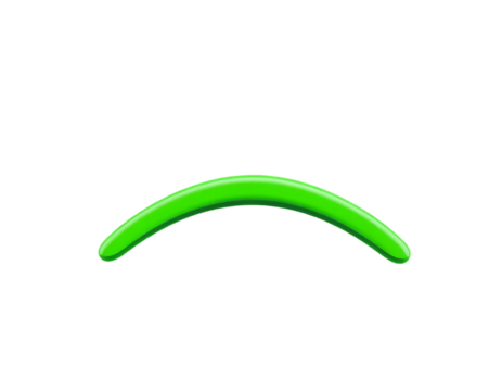 Green Curved Arc Shape on Transparent Background