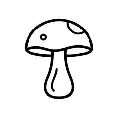 Mushroom Icon Outline Design on White Background  