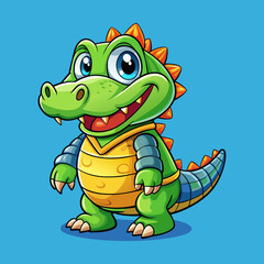 Fototapeta premium Cute cartoon crocodile in armor.