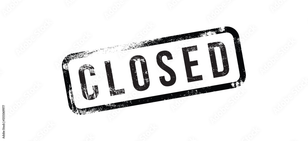 Fototapete closed rectangular rubber stamp on transparent background. vector black closed text stamp.
