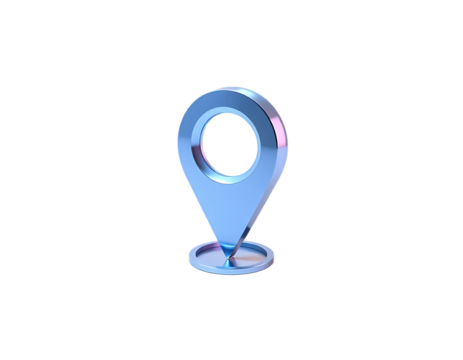 Blue chrome location pin icon, perfect for navigation, map and direction related concepts.