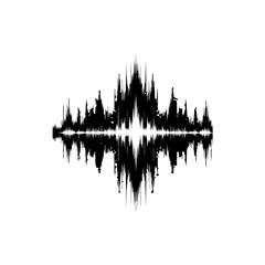 Fototapeta premium Black grunge effect vector sound waves flow isolated on a white background flat design