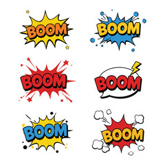 Boom Explosion Comic Text Pop Art Sound Effect Typography.