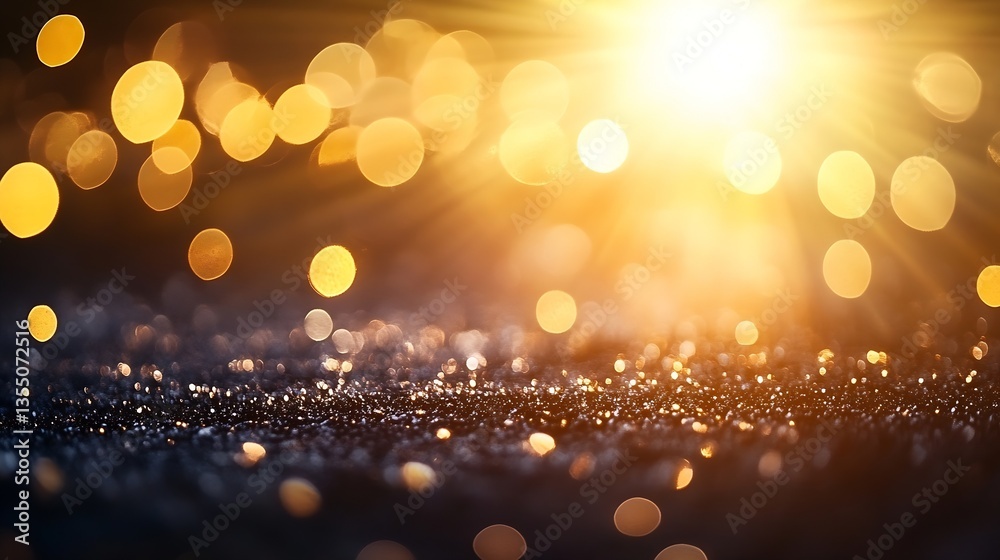 Leinwandbilder glistening golden bokeh lights sparkling on dark surface creating a magical atmosphere : generative 