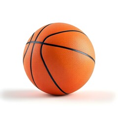 Fototapeta premium basketball, orange, spherical, textured, leather, black lines, sport equipment, closeup, detailed, realistic, studio lighting, white background 