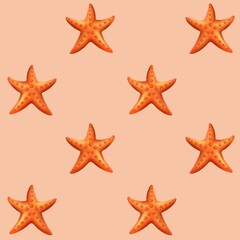 Starfish seamless pattern. Summer beach collection.