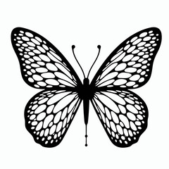  very simple flat and minimalist Butterfly Net silhouette in black on a white background