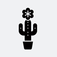 very simple flat and minimalist Cactus Flower silhouette in black on a white background