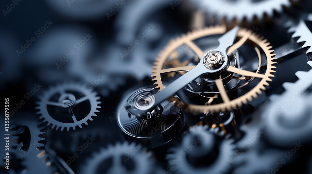 Leinwandbilder Intricate closeup view of gears and mechanical components showcasing craftsmanship and precision engineering : Generative AI