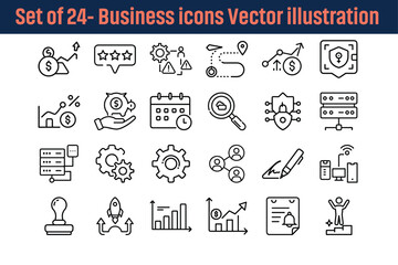 Set of 24- Business icons Vector illustration