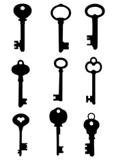 Set of silhouettes of keys