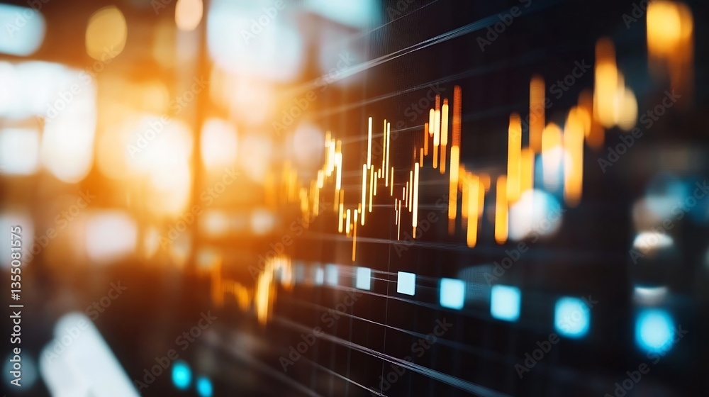 Poster Abstract representation of stock market data with dynamic charts and glowing trends indicating financial growth : Generative AI