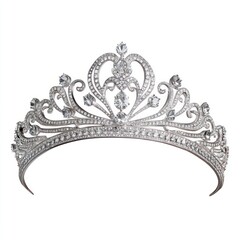 Silver Crown with Diamonds Luxury Jewel Isolated on White Background