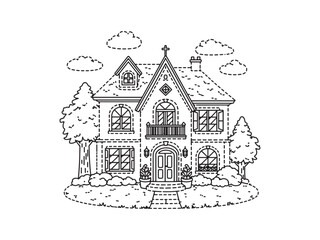 Fairy Tale Castle Vector Illustration on White Background