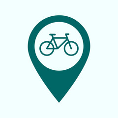 Bicycle Path Pin Icon, Cycling Trail Map Marker, Bike Route Symbol