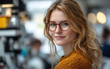 Smiling woman in glasses